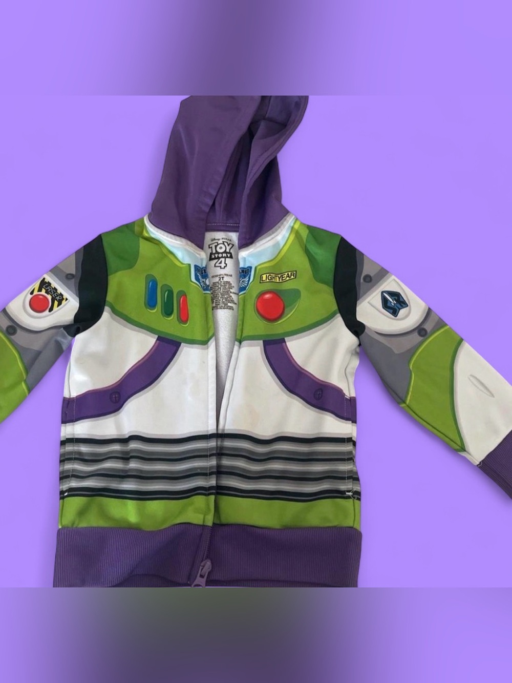 Disney Buzz Lightyear Green White Purple Hooded Jacket